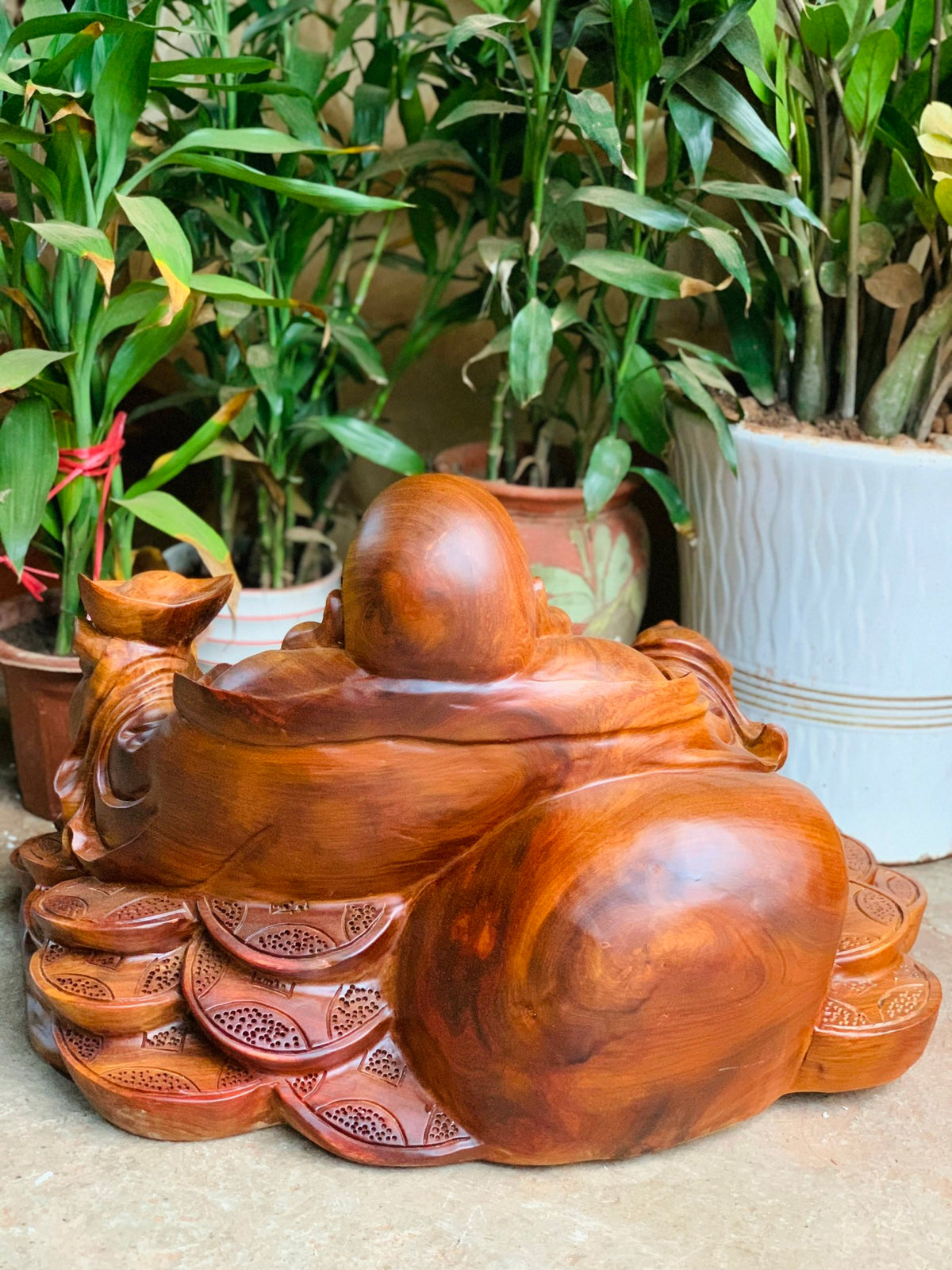Tượng Di Lặc Ngồi Bảo Tiền Ngang 65cm