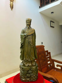 Tượng Khổng Minh Gỗ Trắc Xanh - Cao 80cm