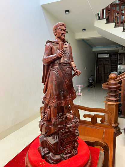Tượng Trần Quốc Tuấn Gỗ Tử Đàn Liền Khối - Cao 80cm