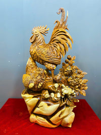 Tượng Gia Đình Gà Gỗ Hương Ta - Cao 85cm