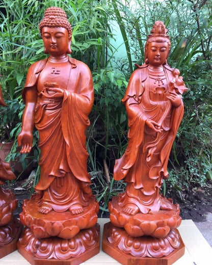Tây Phương Tam Thánh Đứng Đài Sen Cao 60cm