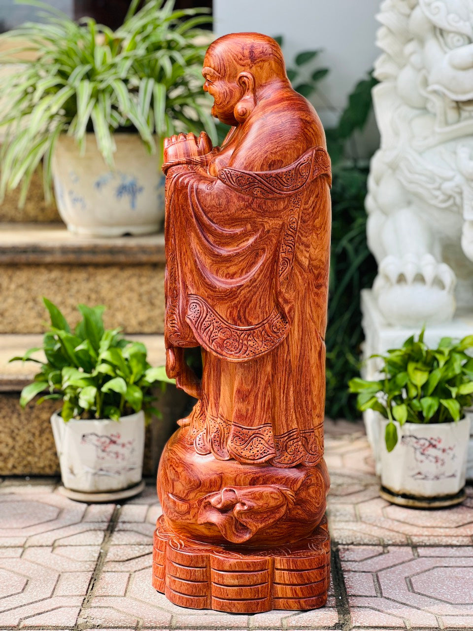 Tượng gỗ di lặc chúc phúc phong thủy cao 68cm