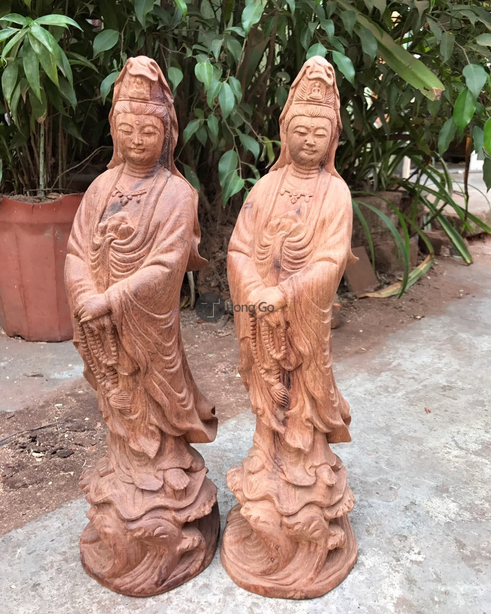 Tượng Gỗ Quan Âm  Đứng Cao 40
