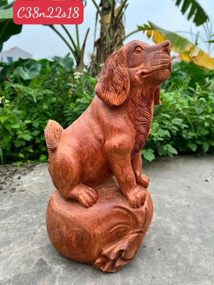 Cún Đứng Tượng Gỗ Hương Ta - Cao 38cm