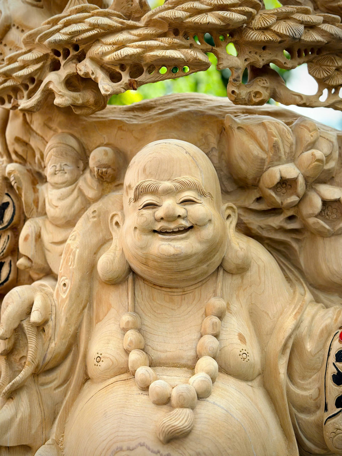 Tượng Di Lặc Tam Phúc Gỗ Ngọc Am - Hàng Mộc Nguyên Khối, Siêu Thơm