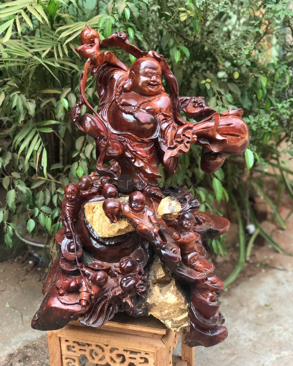 Di Lặc Ngũ Phúc Hoan Hỷ Gỗ Hương Gia Lai