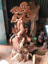 Tượng Song Mã Uyên Ương Gỗ Hương Ta