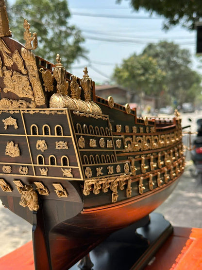 Thuyền Buồm Mô Hình Gỗ Mun Hoa Ngang 86