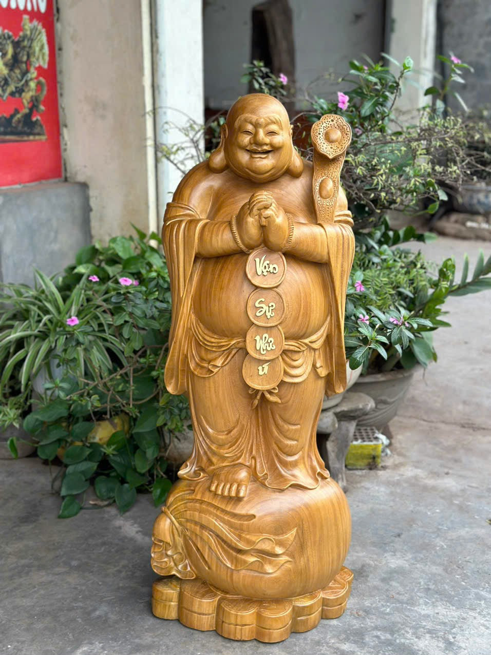 Tượng Phật Di Lặc Chúc Phúc Gỗ Cẩm Vàng  Cao 110cm