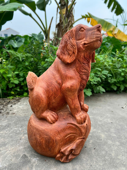Cún Đứng Tượng Gỗ Hương Ta - Cao 38cm