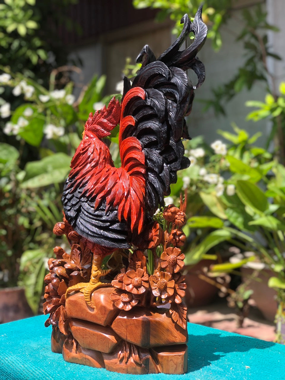 Tượng Gỗ  Nhất Kê - Hàng Chạm Tay Sắc Nét Sơn Màu PU