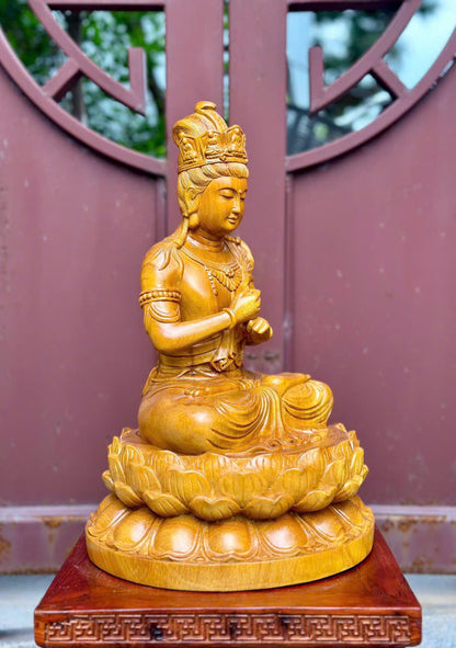 Tượng Ngài Đại Nhật Như Lai Gỗ Gõ Vàng Cao 42
