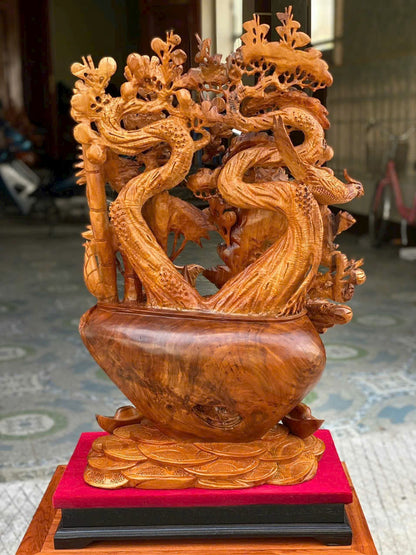 Tiểu Cảnh Bình Tứ Quý Gỗ Nu Ngọc Am - Kích Thước Cao  88cm