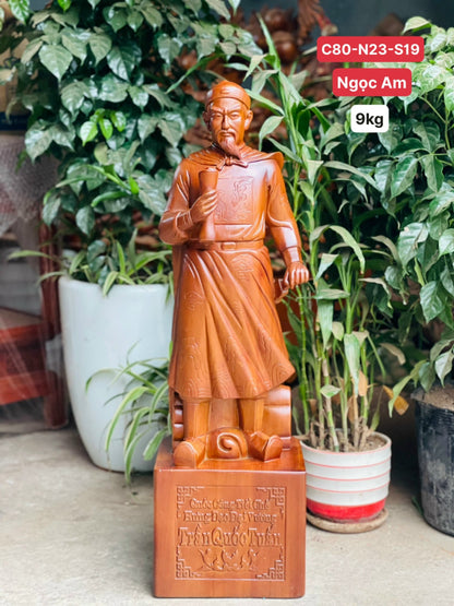 Tượng Trần Quốc Tuấn -  Gỗ Ngọc Am - Cao 80cm