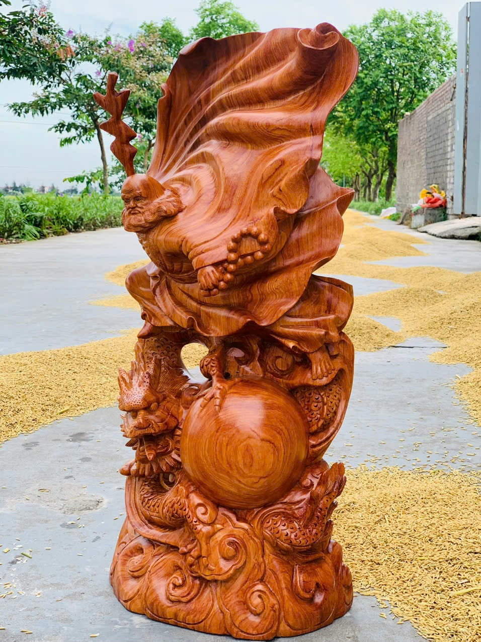 Tượng Đạt Ma Gỗ Hương Đá Hàng Long Cao 70cm