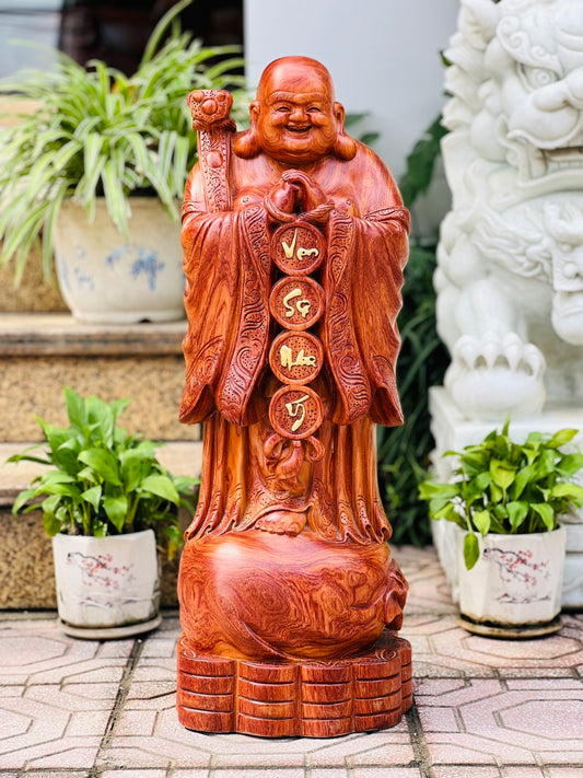 Tượng gỗ di lặc chúc phúc phong thủy cao 68cm