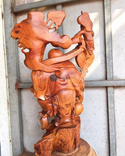 Di Lặc Như Ý Tam Phúc Gỗ Hương
