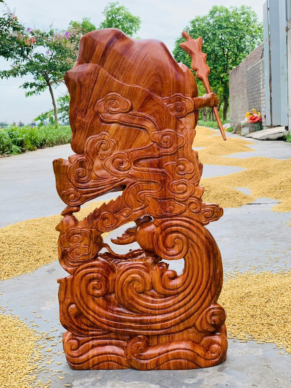Tượng Đạt Ma  Hàng Long Gỗ Hương Đá Cao 70cm