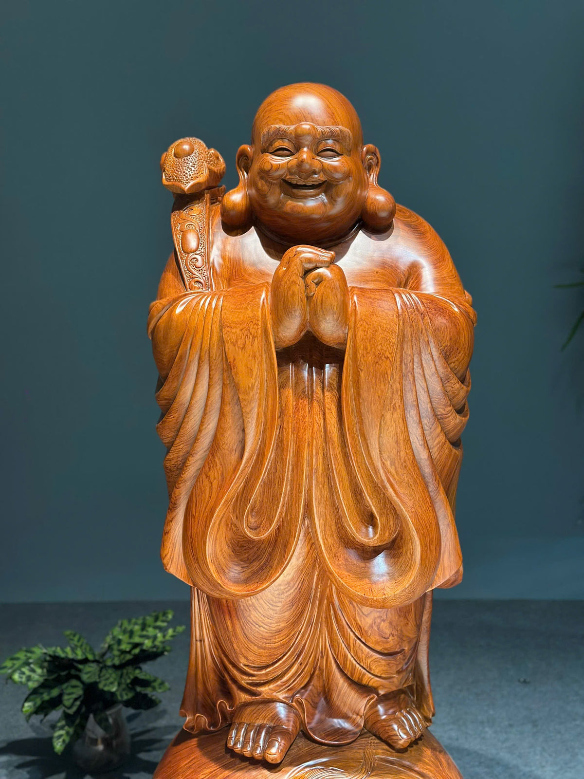 Tượng Di Lặc Chúc Phúc Gỗ Hương Đá - Cao 122cm
