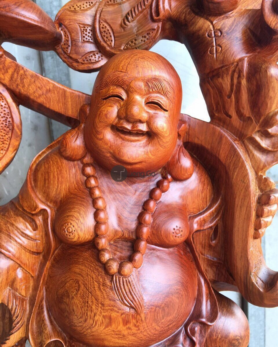 Di Lặc Như Ý Tam Phúc Gỗ Hương