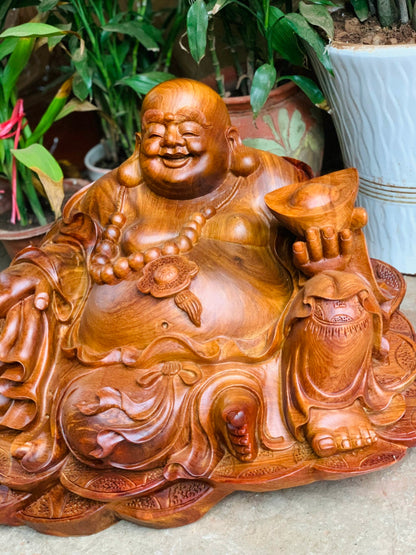 Tượng Di Lặc Ngồi Bảo Tiền Ngang 65cm