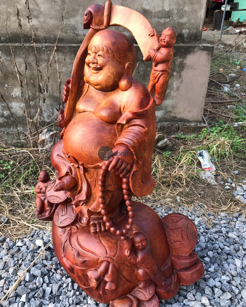 Di Lặc Tam Phúc Tài Lộc Đứng Bao Tiền
