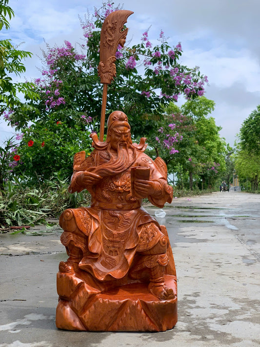 Tượng Quan Công Đọc Sách Mẫu Đẹp Trấn Thạch Trừ Tà Cao 50cm