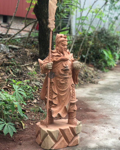 Tượng Quan Công Chống Đao Gỗ Hương