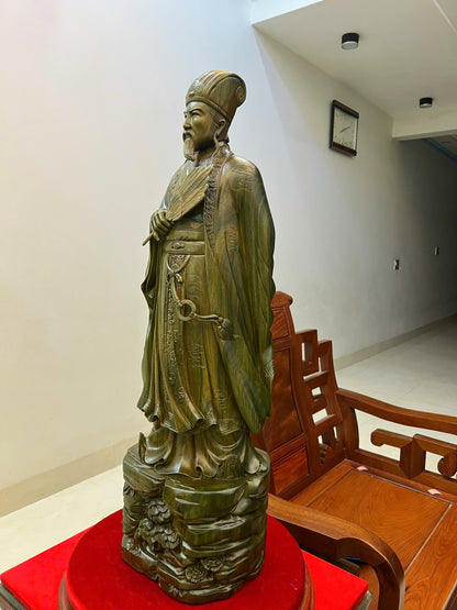 Tượng Khổng Minh Gỗ Trắc Xanh - Cao 80cm
