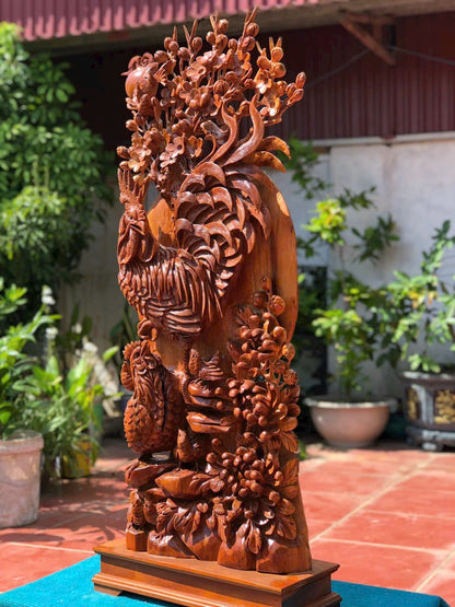 Gia Đình Gà Gỗ Phù Dung Ngọc Am - Cao Cấp Cao 112cm