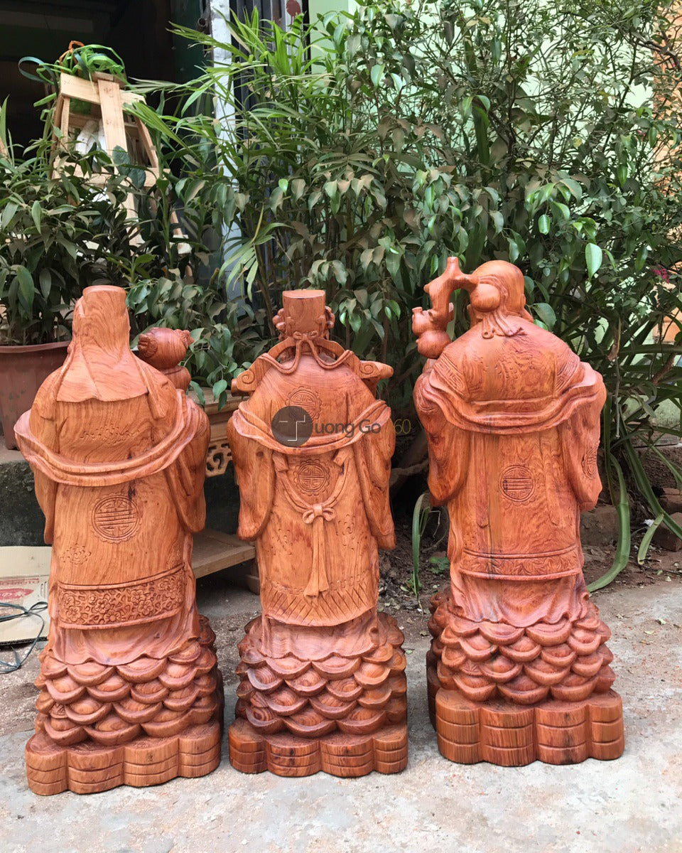 Tam Đa Phúc Lộc Thọ Gỗ Hương Đá