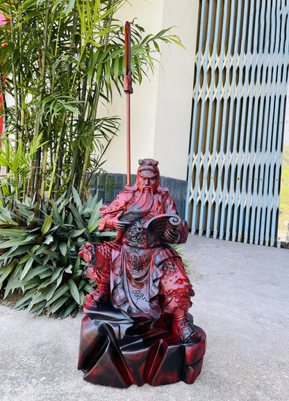 Tượng Quan Công Ngồi Đọc Sách - Gỗ Trắc Việt Đẳng Cấp
