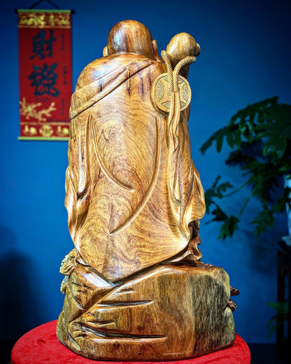 Tượng Di Lặc Chúc Phúc Gỗ Nu Hương Đá - Cao 82