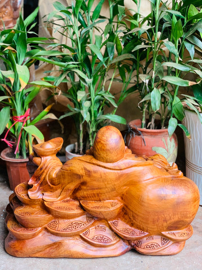 Tượng di lặc ngồi bao tiền gỗ hương ta