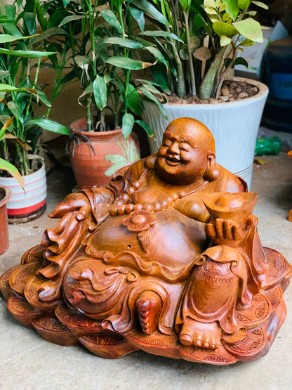 Tượng Di Lặc Ngồi Bảo Tiền Ngang 65cm