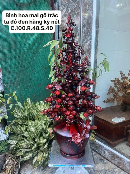 Hàng Thủ Công Kỹ Nghệ - Bình Hoa Mai Gỗ Trắc Ta đỏ đen
