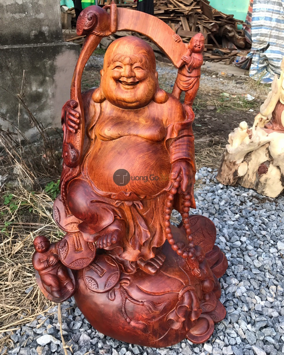 Di Lặc Tam Phúc Tài Lộc Đứng Bao Tiền