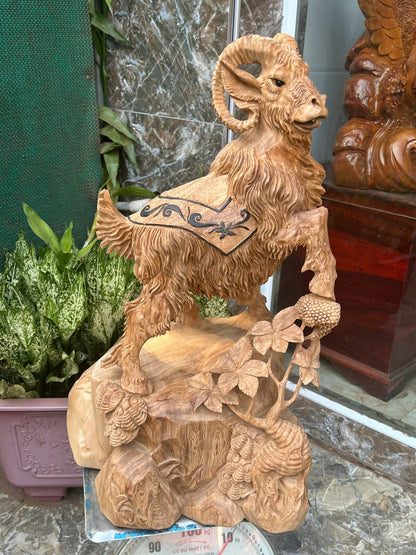 Tượng Linh Vật Con Dê Nhất Dương Gỗ Ngọc Am
