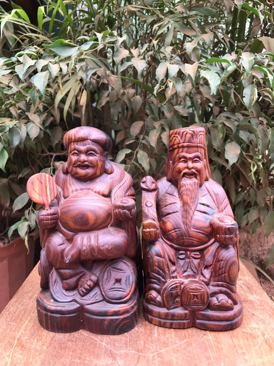 Tượng Thần Tài - Thổ Địa Gỗ Trắc Dây