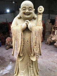Tượng Di Lặc Chúc Phúc Gỗ Mun Đuôi Công