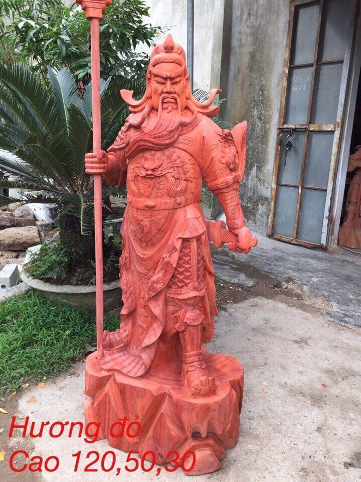 Quan Công Chống Đao Gỗ Hương Cao 1m2