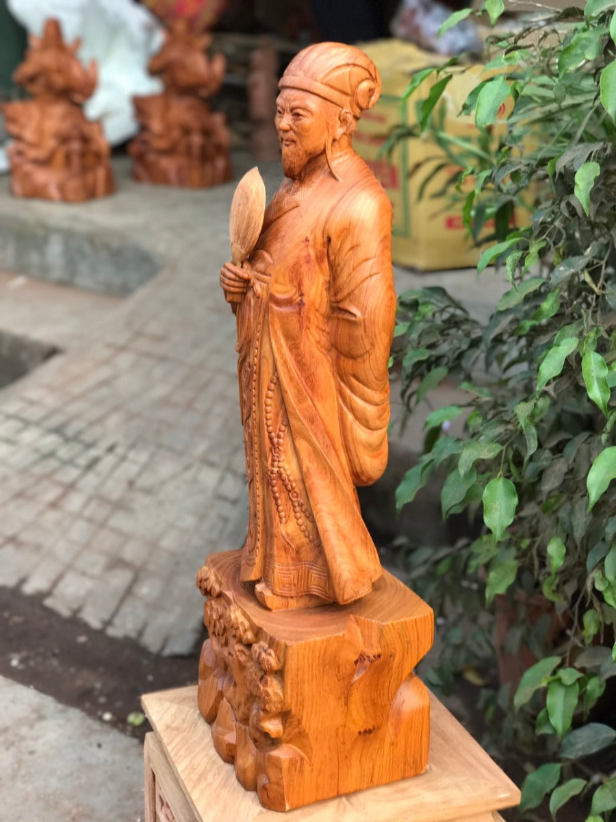 Tượng Khổng Minh Đế Chạm Tùng cao 80