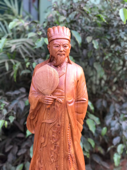 Tượng Khổng Minh Đế Chạm Tùng cao 80