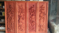 Tranh Gỗ Tứ Bình - Mai Sen Cúc Tùng - Gỗ Hương