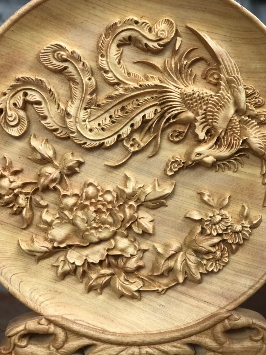 Đĩa Gỗ Phượng Hoàng Gỗ Pơ Mu