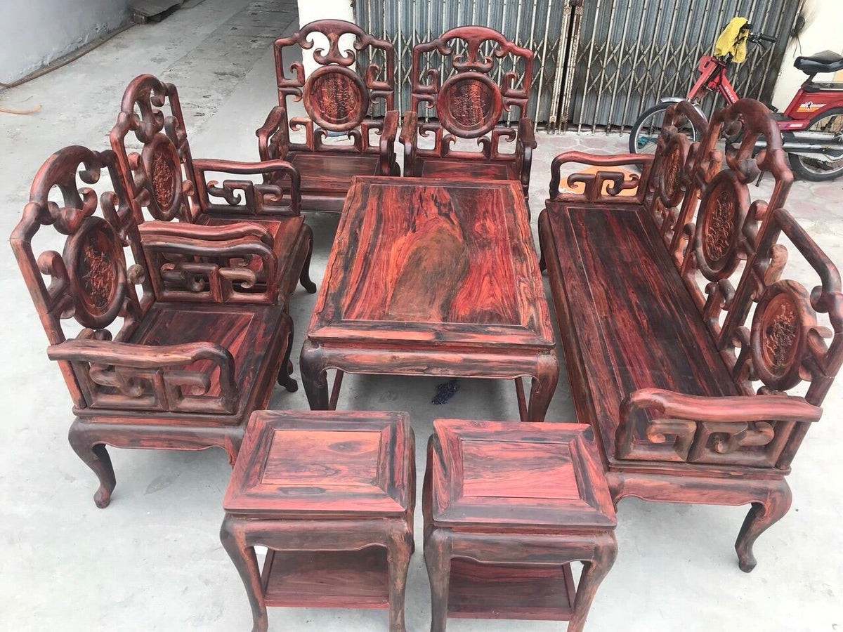 Bộ Bàn Ghế Móc Gỗ Trắc Lào