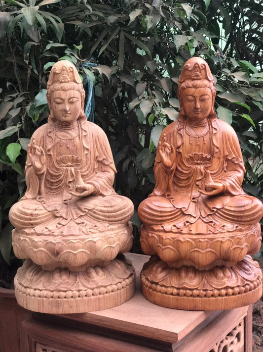 Quan Âm Ngồi Đài Sen Cao 30cm