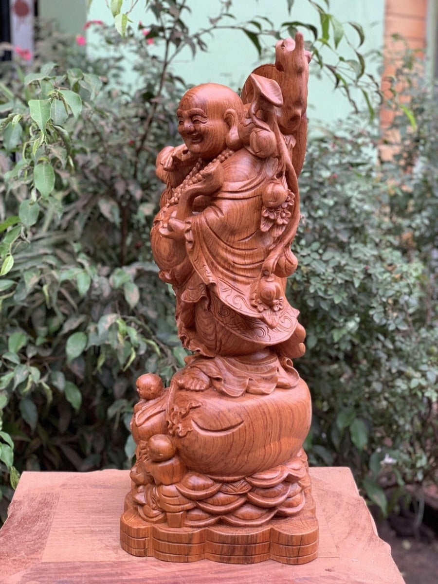 Di Lặc Nhị Phúc Vác Cành Đào Cao 60