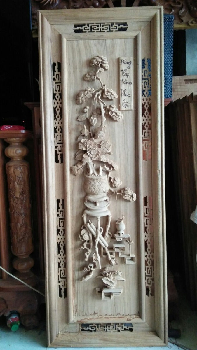 Tranh Gỗ Tứ Bình Cổ -  Dày  4.5