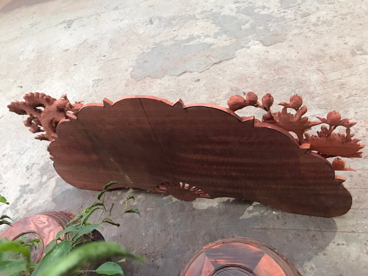 Tranh Quạt Chim Công -  Phu Thê Viên Mãn - Đục Tay